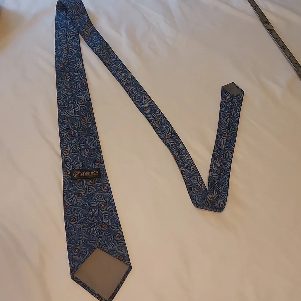 Vintage sherick fashion Paris tie blue orange